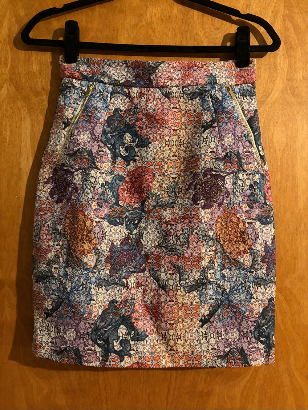 H&M Multicolor Floral Mosaic Pencil Skirt